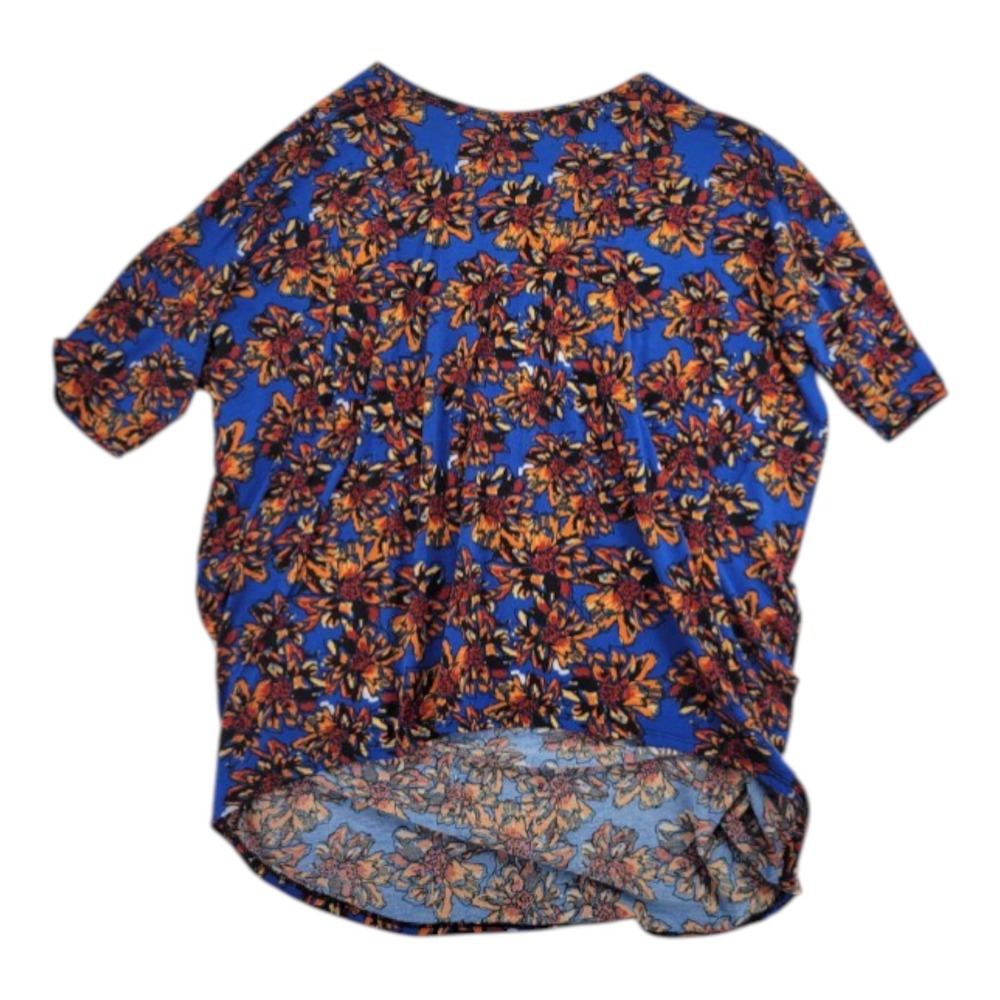 LuLaRoe 2XL Women's Short Sleeve Scoop Neck High Low Black Orange Blue Floral - Picture 2 of 5